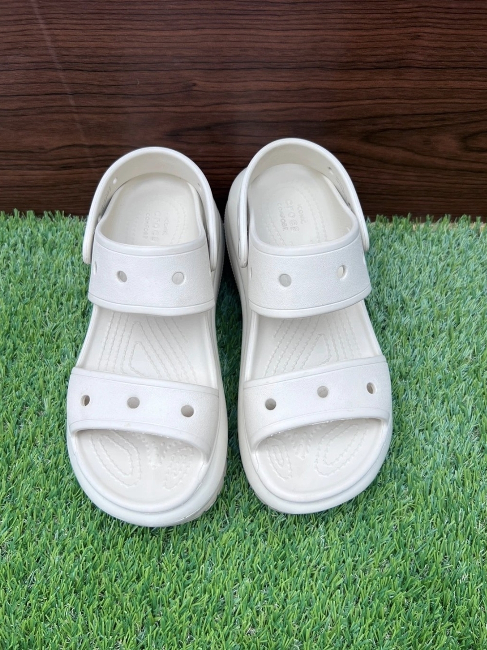 CROCS Women's White Two-Strap Comfort Sandals